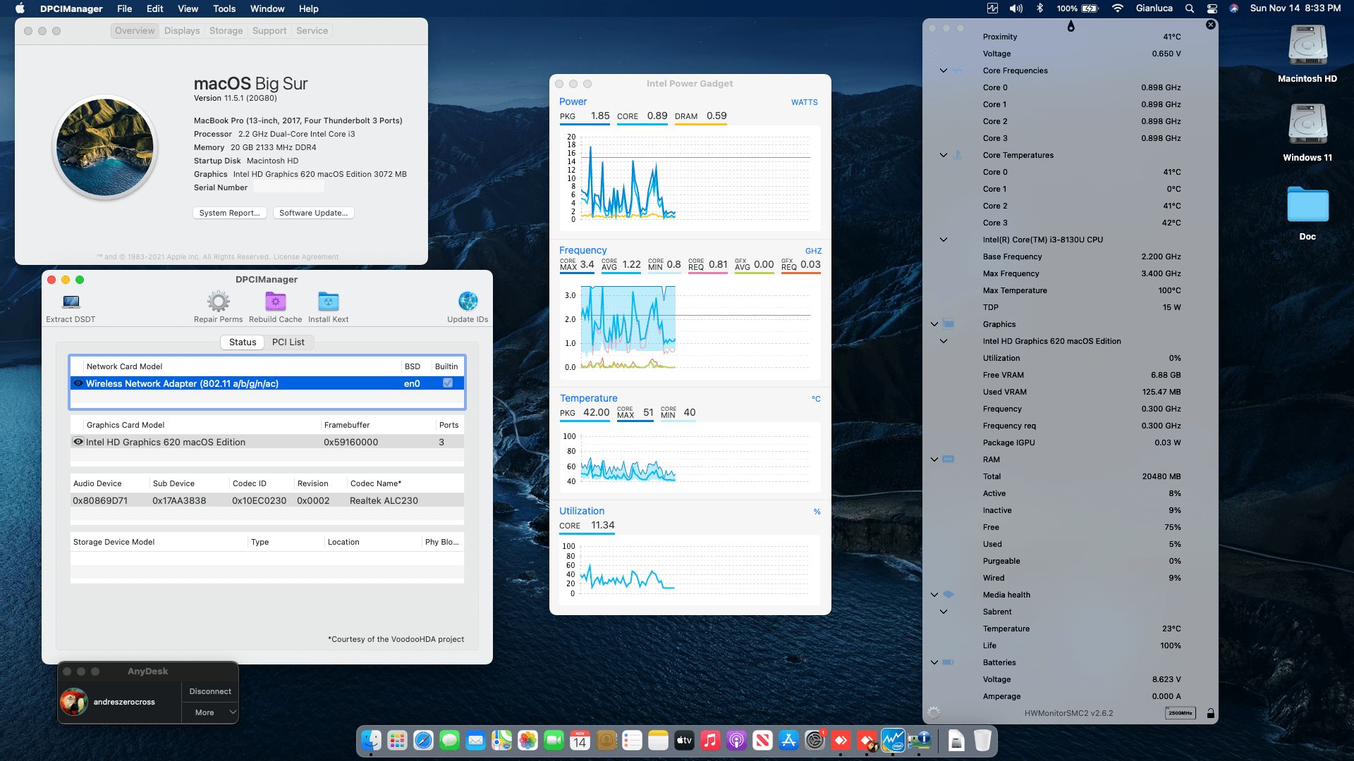 Success Hackintosh macOS Big Sur 11.5.1 Build 20G80 in Lenovo Ideapad V15-14IKB